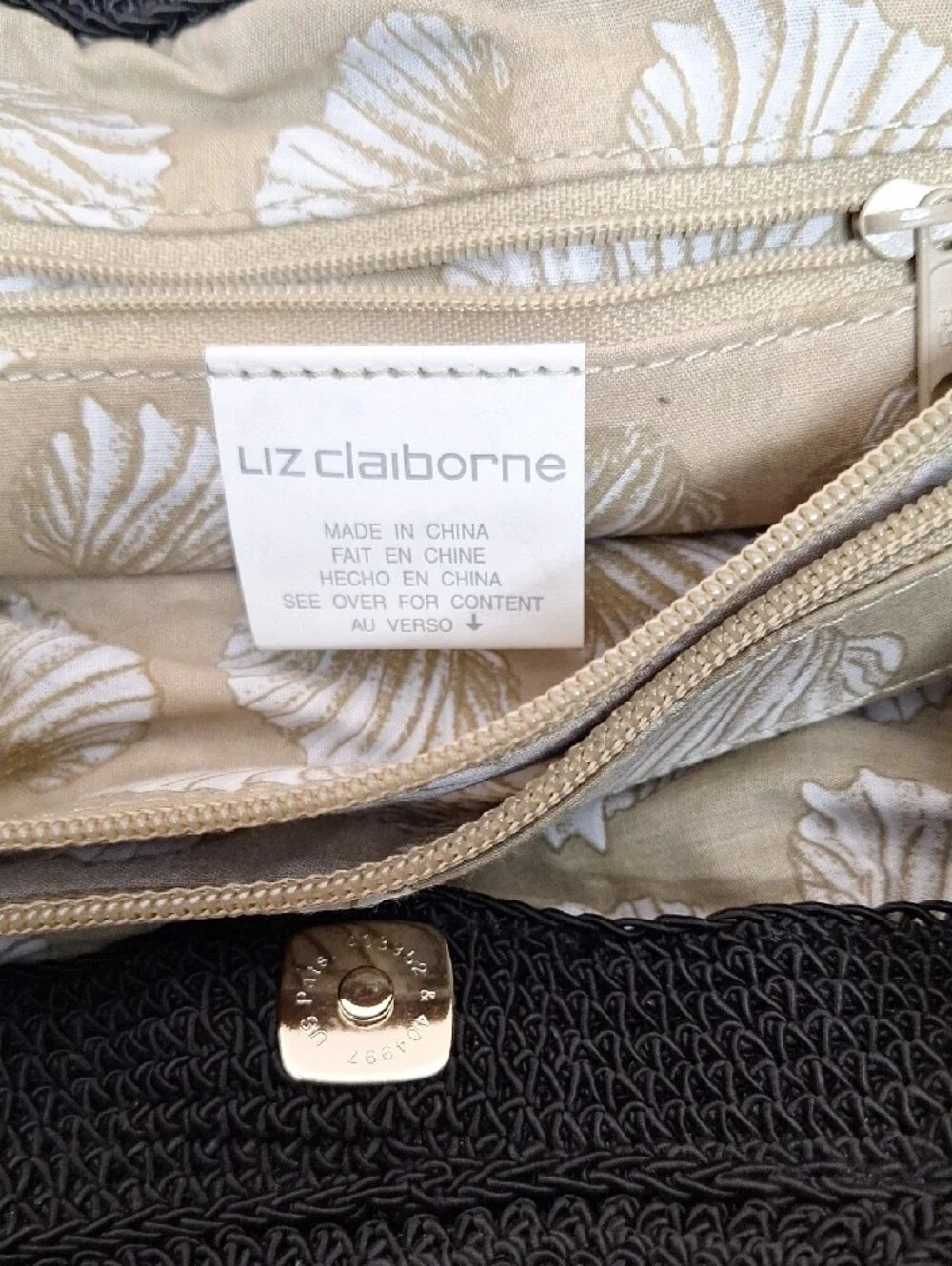 Liz Claiborne Black Crochet Tote with Round Handles